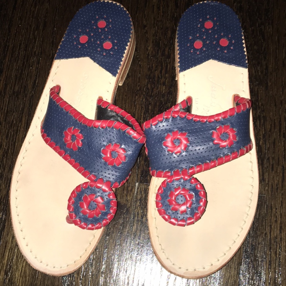 Jack Rogers navy blue and red sandals worn once